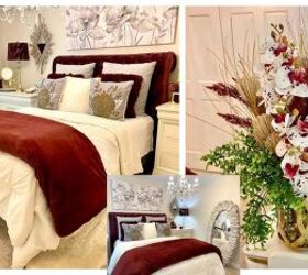 Cream, Gold & Burgundy Guest Bedroom Ideas For the Holidays
