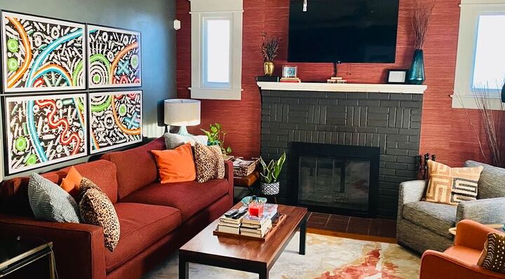Afro-boho living room with bold, vibrant colors