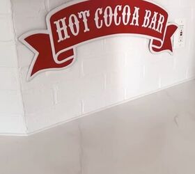 christmas house decorations, Hanging the hot cocoa bar sign