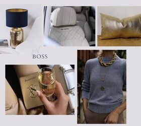 how to create a mood board, Mood board based around girl boss chic and luxury