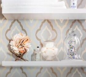 how to make your home look luxurious, Floating bathroom shelves for displays and storage