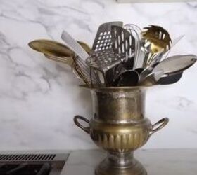 how to make your home look luxurious, Using a vintage ice bucket as a utensil holder