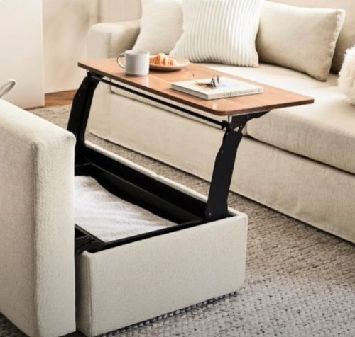 Upholstered coffee table open