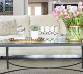 coffee table styling, Vase of flowers on a coffee table