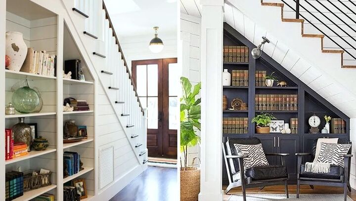 Shelving and bookcases under the stairs