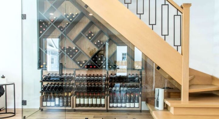 Built-in wine bar under the stairs