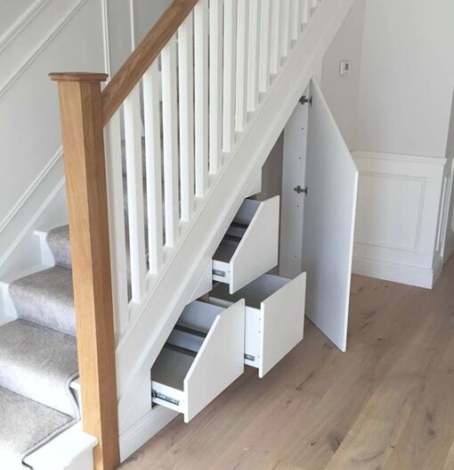 Built-in storage under the stairs