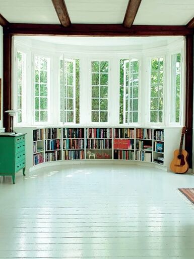 Bay window with bookcases