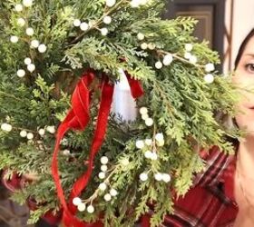 christmas decorate with me, Christmas wreath for a hutch