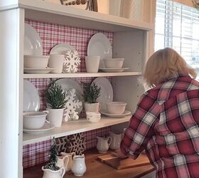 holiday decorating inspiration, Placing a cutting board on the hutch