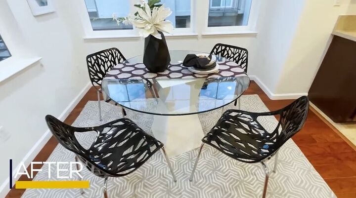 how to make small rooms look bigger, Round glass dining table