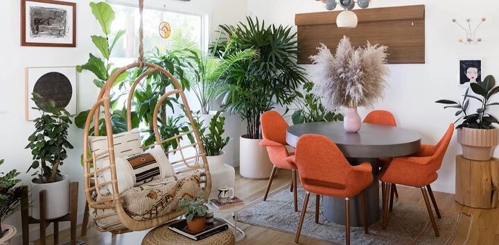 how to decorate boho, Dining area with plants