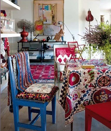 how to decorate boho, Colorful painted furniture