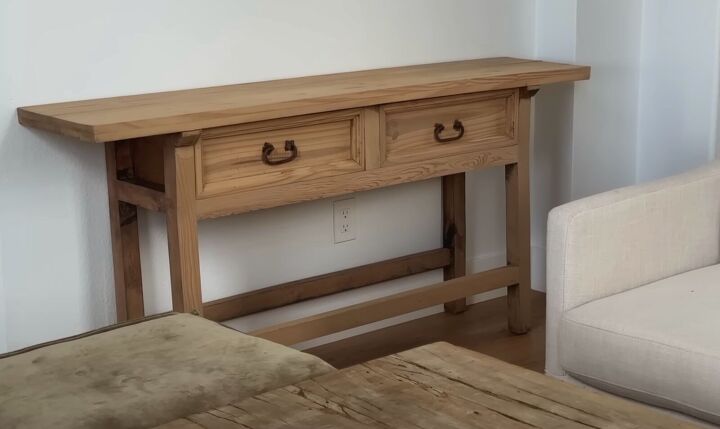Console table in the corner of a living room