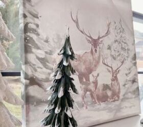 Deer canvas with snowy trees