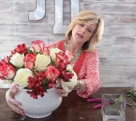 how to make floral arrangements, Red and white flower arrangement