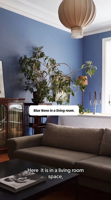 benjamin moore color of the year 2024, Blue Nova in a living room