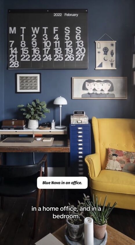 benjamin moore color of the year 2024, Blue Nova in a home office
