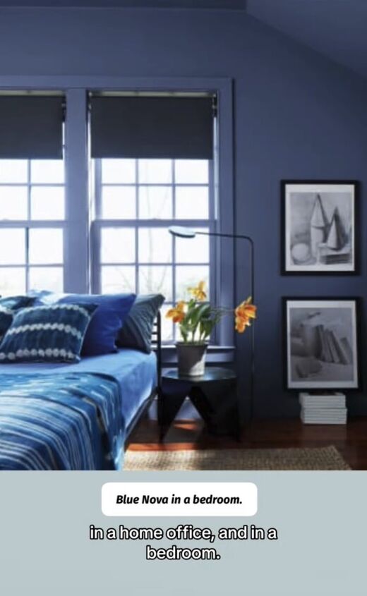 benjamin moore color of the year 2024, Blue Nova in the bedroom