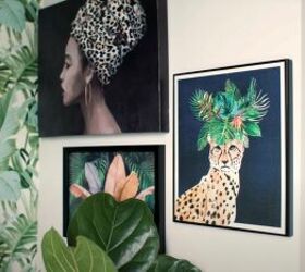 eclectic glam, Wall decor palm wallpaper and live plants