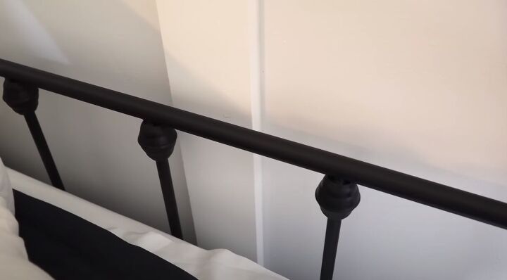 master bedroom tour, Black wrought iron bed