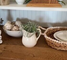 Neutral items make my hutch look fresh and clean