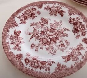 valentines day decor, White plate with red rose design