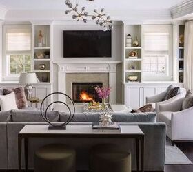 family room design, TV above the fireplace 1