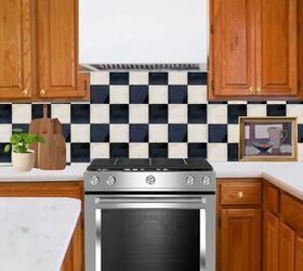 kitchen upgrades, Black and white check tiles