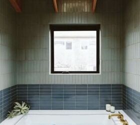 timeless design, Blue tiles in a bathroom