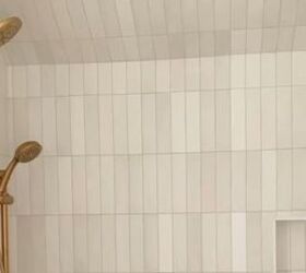 interior design trends 2024, Tilework up to the ceiling in a shower