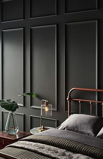how to panel a wall, Dark painted wall paneling