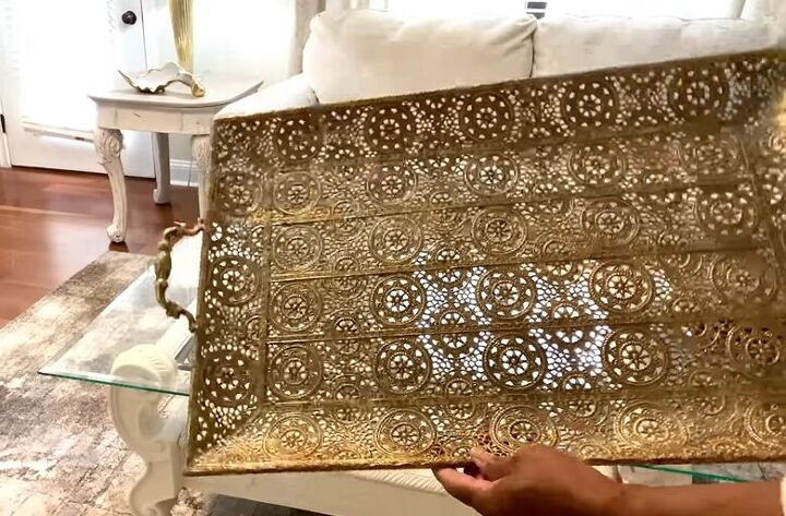 winter decor after christmas, Large gold tray