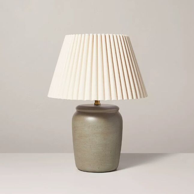 studio mcgee spring 2024, Pleated shade ceramic table lamp