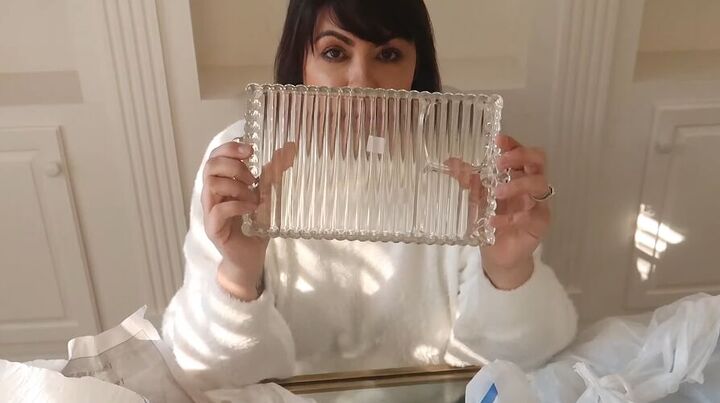 how to style bookshelves, Crystal serving dish