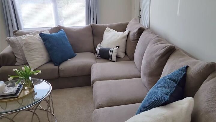 how to refresh your living room, Muted blue throw pillows