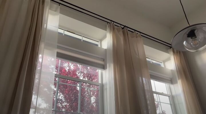 small office makeover, Layered curtains