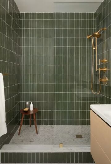 interior design materials, Vertical tiles in a shower