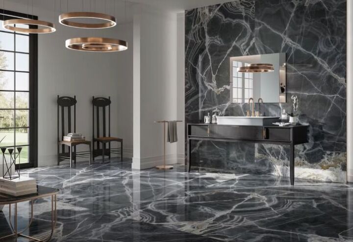 interior design materials, Marble in a bathroom
