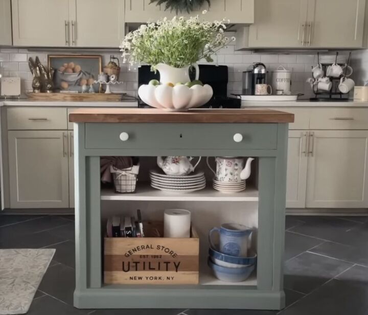 Kitchen island repurposed from an old dresser