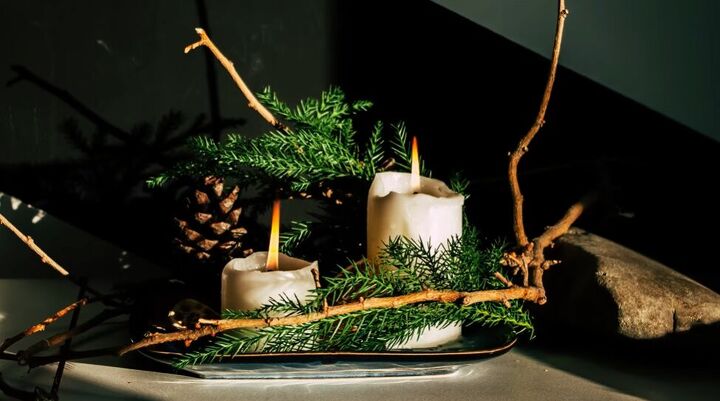 Using greenery and candles in the winter
