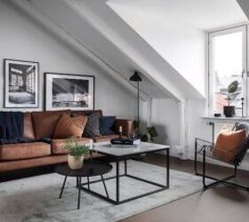 scandinavian design, Living room with framed wall art