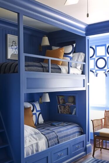 paint color selection, Blue in a kids room with bunk beds