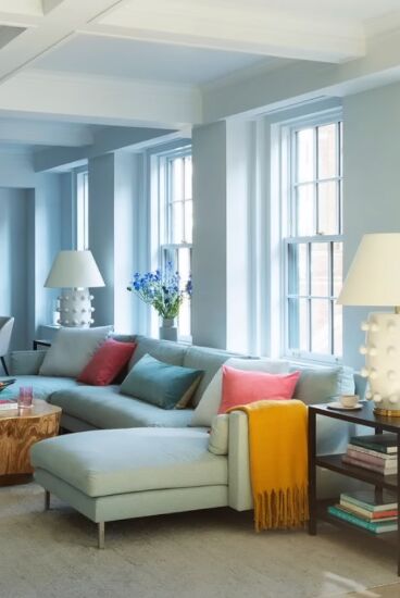 paint color selection, Blue in a living room