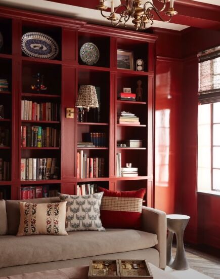 paint color selection, Red in a library