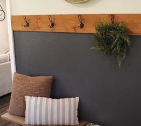 Accent wall with a bench and hooks