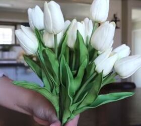 spring dining room decor, Faux white tulips