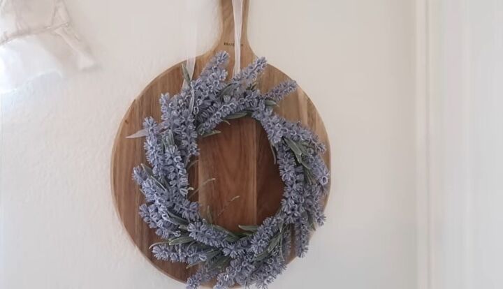 Lavender wreath on a cutting board