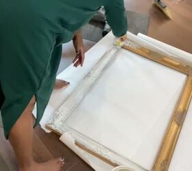spring porch decor, Painting the gold frame white