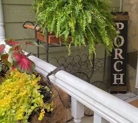 spring porch decor, Planters with caladiums creeping jenny and wandering Jew